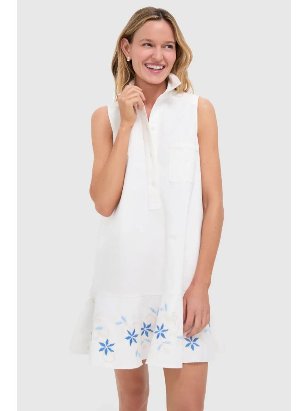 Tuckernuck White Embroidery Sleeveless Callahan Dress, Size XXS